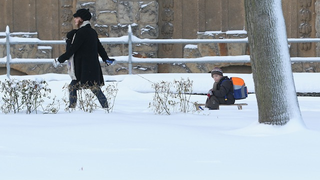 Riding To School On A One-Mom Open Sleigh